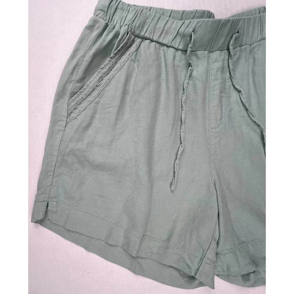BRIGGS Womens Shorts BUNDLE 2 Pair M Black Mint Green Linen Blend Summer Casual